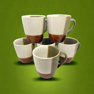 Set of 6 Sango Odyssey Brown 4521 4" Coffee Cups/Mugs